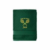 Personalised Embroidered Hand Tennis Sports Towel – Custom Name with Game Set Match Design – Soft Cotton Towel – Gift for Tennis Lover